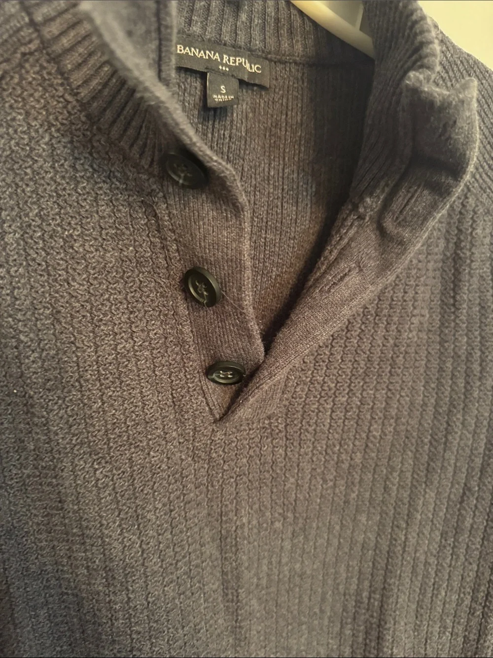 Banana Republic Men's Ribbed Shawl Collar Zip-Up Sweater - Charcoal